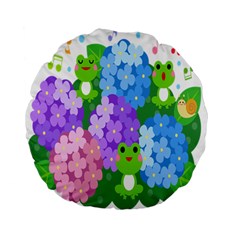 Animals Frog Face Mask Green Flower Floral Star Leaf Music Standard 15  Premium Flano Round Cushions by Mariart