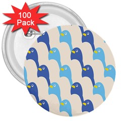 Animals Penguin Ice Blue White Cool Bird 3  Buttons (100 Pack)  by Mariart