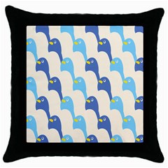 Animals Penguin Ice Blue White Cool Bird Throw Pillow Case (black) by Mariart