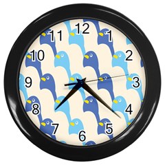 Animals Penguin Ice Blue White Cool Bird Wall Clocks (black) by Mariart