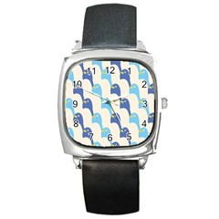 Animals Penguin Ice Blue White Cool Bird Square Metal Watch by Mariart