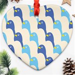 Animals Penguin Ice Blue White Cool Bird Heart Ornament (Two Sides) Front