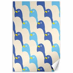 Animals Penguin Ice Blue White Cool Bird Canvas 24  X 36  by Mariart