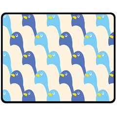 Animals Penguin Ice Blue White Cool Bird Fleece Blanket (medium)  by Mariart