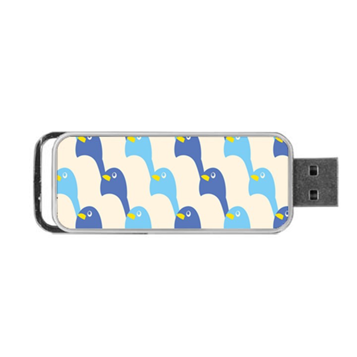 Animals Penguin Ice Blue White Cool Bird Portable USB Flash (One Side)