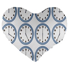 Alarm Clock Hour Circle Large 19  Premium Heart Shape Cushions by Mariart