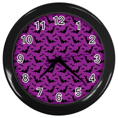 Animals Bad Black Purple Fly Wall Clocks (black) by Mariart