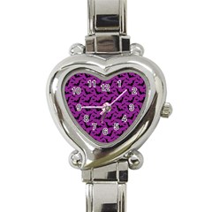 Animals Bad Black Purple Fly Heart Italian Charm Watch by Mariart