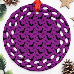 Animals Bad Black Purple Fly Ornament (round Filigree) by Mariart