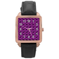 Animals Bad Black Purple Fly Rose Gold Leather Watch  by Mariart