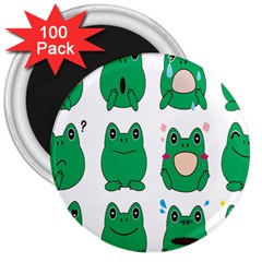 Animals Frog Green Face Mask Smile Cry Cute 3  Magnets (100 pack)