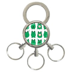 Animals Frog Green Face Mask Smile Cry Cute 3-ring Key Chains by Mariart