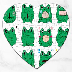 Animals Frog Green Face Mask Smile Cry Cute Jigsaw Puzzle (heart) by Mariart