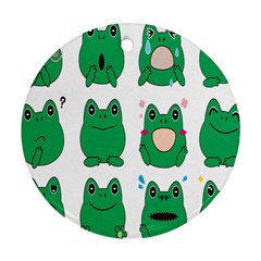 Animals Frog Green Face Mask Smile Cry Cute Round Ornament (two Sides) by Mariart