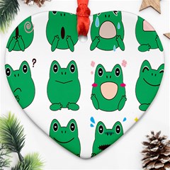 Animals Frog Green Face Mask Smile Cry Cute Heart Ornament (Two Sides)