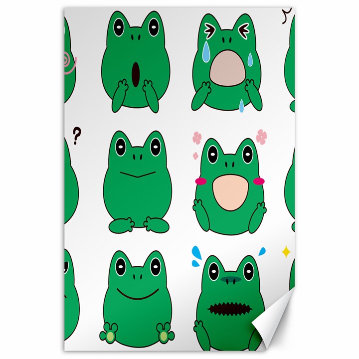 Animals Frog Green Face Mask Smile Cry Cute Canvas 24  x 36 