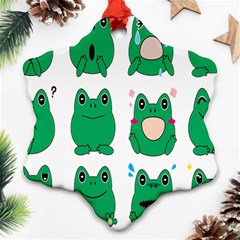 Animals Frog Green Face Mask Smile Cry Cute Ornament (Snowflake)