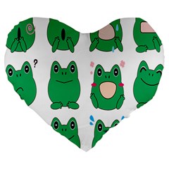 Animals Frog Green Face Mask Smile Cry Cute Large 19  Premium Heart Shape Cushions by Mariart