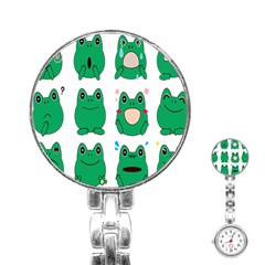 Animals Frog Green Face Mask Smile Cry Cute Stainless Steel Nurses Watch by Mariart