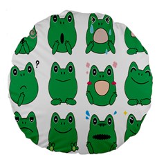 Animals Frog Green Face Mask Smile Cry Cute Large 18  Premium Flano Round Cushions