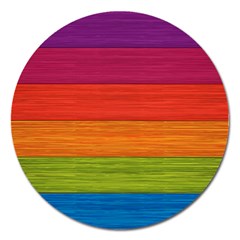 Wooden Plate Color Purple Red Orange Green Blue Magnet 5  (round) by Mariart