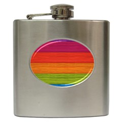 Wooden Plate Color Purple Red Orange Green Blue Hip Flask (6 Oz) by Mariart