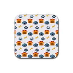 Bone House Face Dog Rubber Coaster (square)  by Mariart