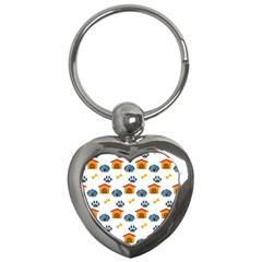 Bone House Face Dog Key Chains (heart)  by Mariart