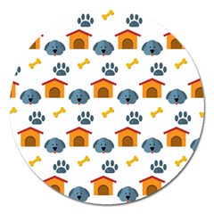 Bone House Face Dog Magnet 5  (round) by Mariart