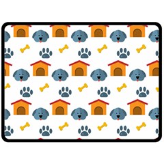 Bone House Face Dog Fleece Blanket (large)  by Mariart