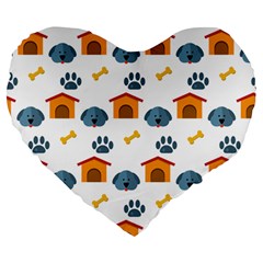 Bone House Face Dog Large 19  Premium Heart Shape Cushions by Mariart