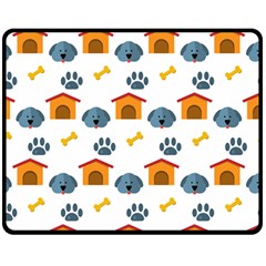 Bone House Face Dog Double Sided Fleece Blanket (medium)  by Mariart