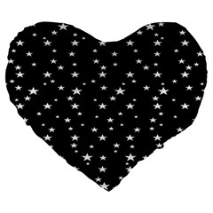 Black Star Space Large 19  Premium Flano Heart Shape Cushions by Mariart