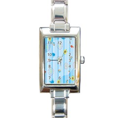 Animals Whale Sunflower Ship Flower Floral Sea Beach Blue Fish Rectangle Italian Charm Watch by Mariart