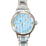 Animals Whale Sunflower Ship Flower Floral Sea Beach Blue Fish Round Italian Charm Watch Front