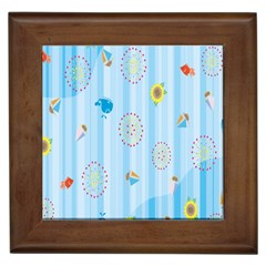 Animals Whale Sunflower Ship Flower Floral Sea Beach Blue Fish Framed Tiles by Mariart