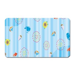 Animals Whale Sunflower Ship Flower Floral Sea Beach Blue Fish Magnet (rectangular) by Mariart