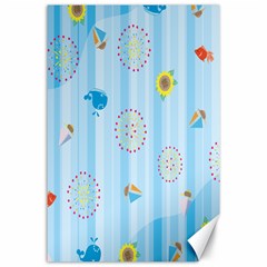 Animals Whale Sunflower Ship Flower Floral Sea Beach Blue Fish Canvas 24  X 36  by Mariart