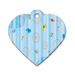 Animals Whale Sunflower Ship Flower Floral Sea Beach Blue Fish Dog Tag Heart (One Side) Front