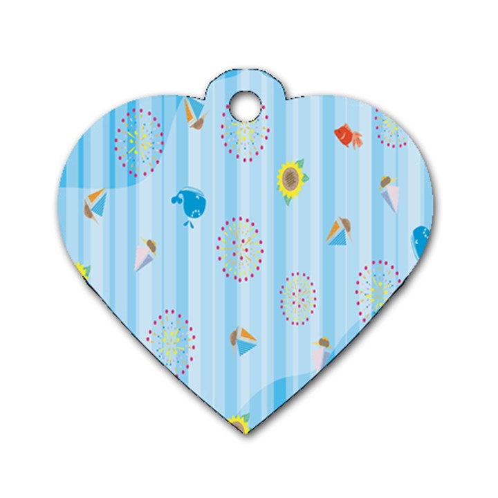 Animals Whale Sunflower Ship Flower Floral Sea Beach Blue Fish Dog Tag Heart (One Side)