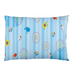 Animals Whale Sunflower Ship Flower Floral Sea Beach Blue Fish Pillow Case by Mariart