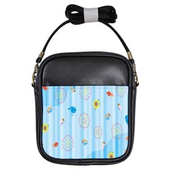 Animals Whale Sunflower Ship Flower Floral Sea Beach Blue Fish Girls Sling Bags by Mariart