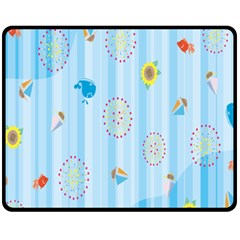 Animals Whale Sunflower Ship Flower Floral Sea Beach Blue Fish Fleece Blanket (medium)  by Mariart