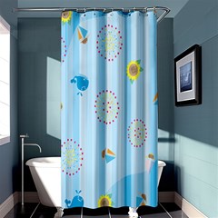 Animals Whale Sunflower Ship Flower Floral Sea Beach Blue Fish Shower Curtain 36  X 72  (stall)  by Mariart