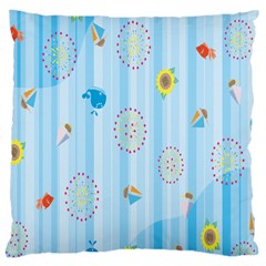 Animals Whale Sunflower Ship Flower Floral Sea Beach Blue Fish Large Cushion Case (two Sides)