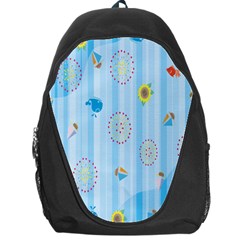 Animals Whale Sunflower Ship Flower Floral Sea Beach Blue Fish Backpack Bag by Mariart