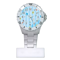 Animals Whale Sunflower Ship Flower Floral Sea Beach Blue Fish Plastic Nurses Watch by Mariart