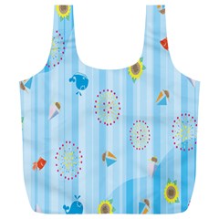 Animals Whale Sunflower Ship Flower Floral Sea Beach Blue Fish Full Print Recycle Bags (l)  by Mariart