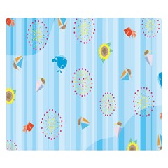 Animals Whale Sunflower Ship Flower Floral Sea Beach Blue Fish Double Sided Flano Blanket (small)  by Mariart