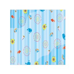 Animals Whale Sunflower Ship Flower Floral Sea Beach Blue Fish Small Satin Scarf (square) by Mariart